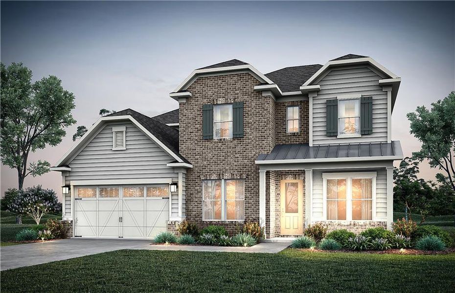 Front exterior of a new home in Silverwood, Cumming, GA, highlighting curb appeal (Image 20). Front exterior of a new home in Silverwood, Cumming, GA, highlighting curb appeal (Image 20).