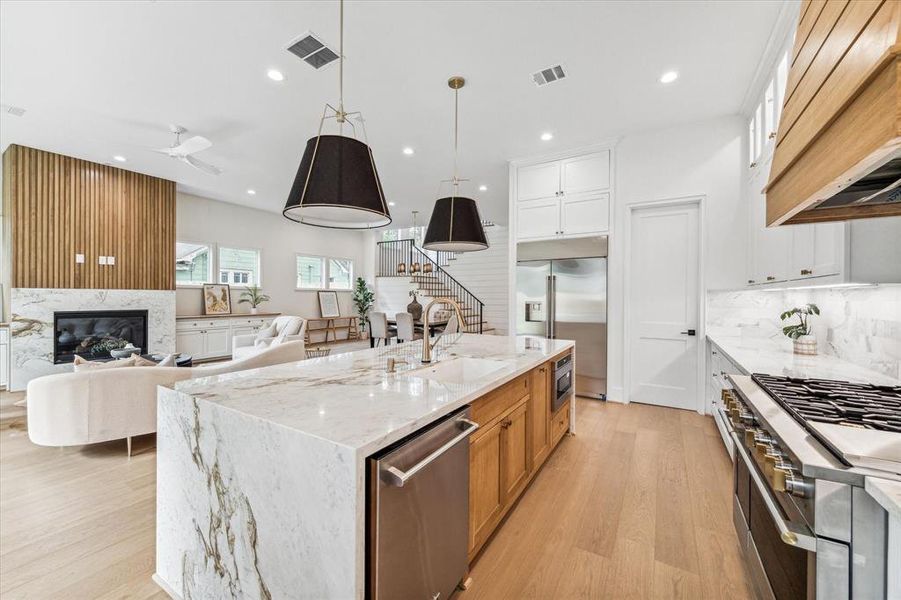 Large island is centerpiece of this magnificent chef's kitchen