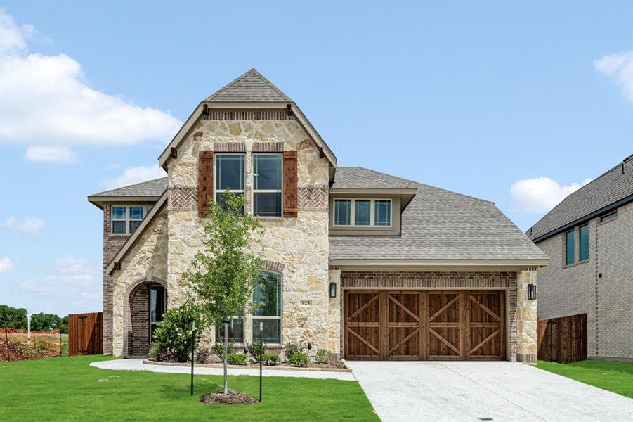Front exterior of a new home in The Oaks, Red Oak, TX, highlighting curb appeal (Image 23). Front exterior of a new home in The Oaks, Red Oak, TX, highlighting curb appeal (Image 23).
