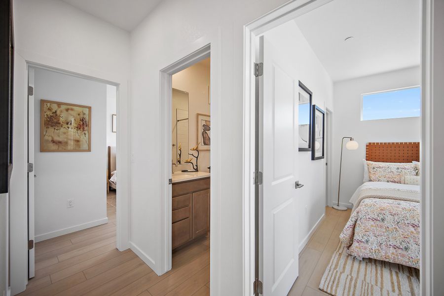 Furnished interior view inside a new home in Lyric at RidgeGate Condos, Lone Tree (Image 16).