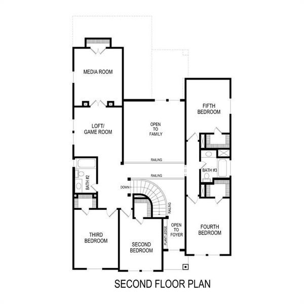 2D floor plan layout of this home in Trails at Cottonwood Creek, Rowlett, TX (Image 4).