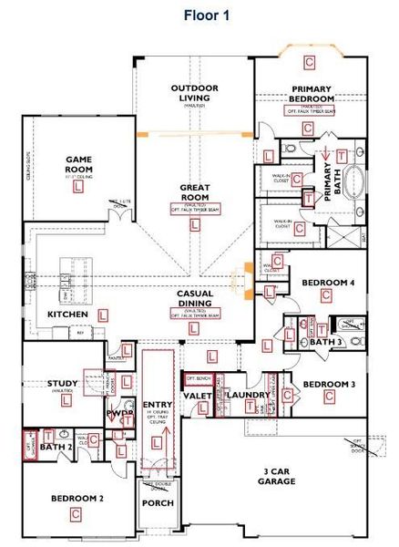 2D floor plan layout of this home in Meridiana 70', Manvel, TX (Image 2). 2D floor plan layout of this home in Meridiana 70', Manvel, TX (Image 2).