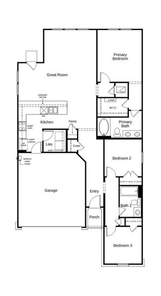 This floor plan features 3 bedrooms, 2 full baths and over 1,400 square feet of living space.