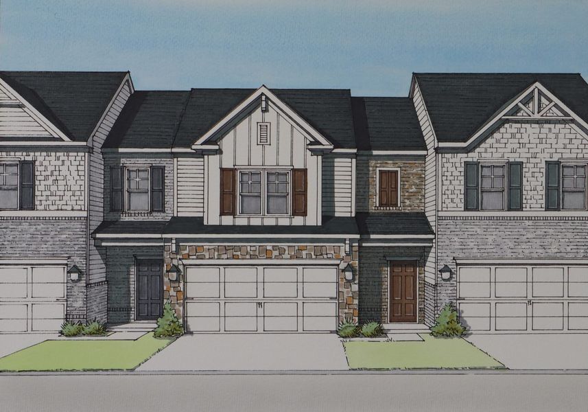 Representative exterior photo of a completed home built from the Bayberry by Kerley Family Homes in Park Center Pointe, Austell, GA (Image 6).