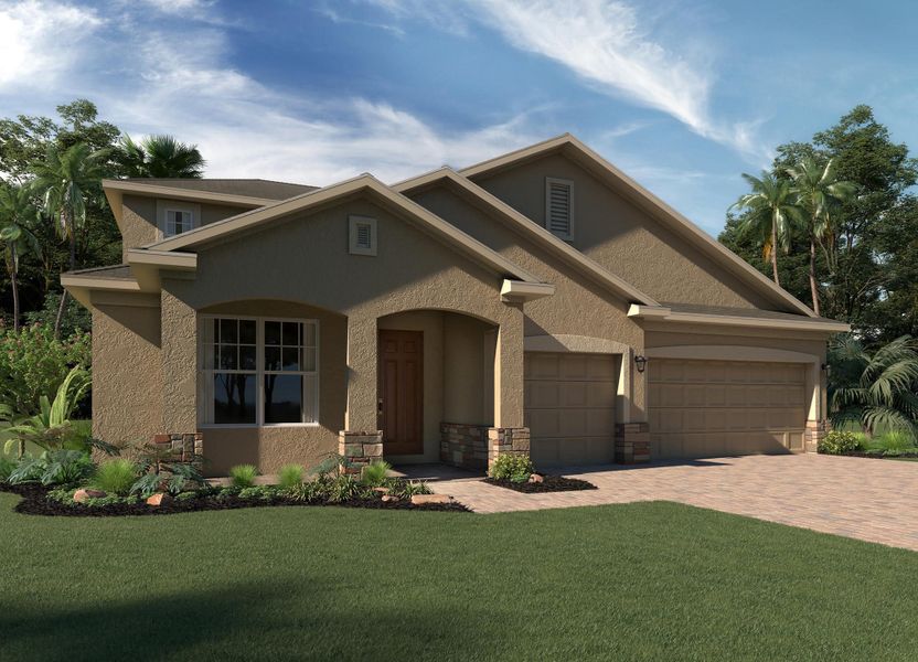 Elevation 3 with Optional Stone and Bonus Room - Emerson Executive by Landsea Homes