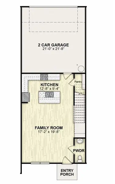 2D floor plan layout of this home in Whaley Grove Townhomes, St. Cloud, FL (Image 3).