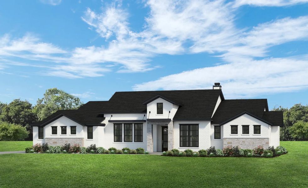 Representative exterior photo of a completed home built from the The Avery by Elmwood Custom Homes in Matthews Farm, Venus, TX (Image 9). Representative exterior photo of a completed home built from the The Avery by Elmwood Custom Homes in Matthews Farm, Venus, TX (Image 9).