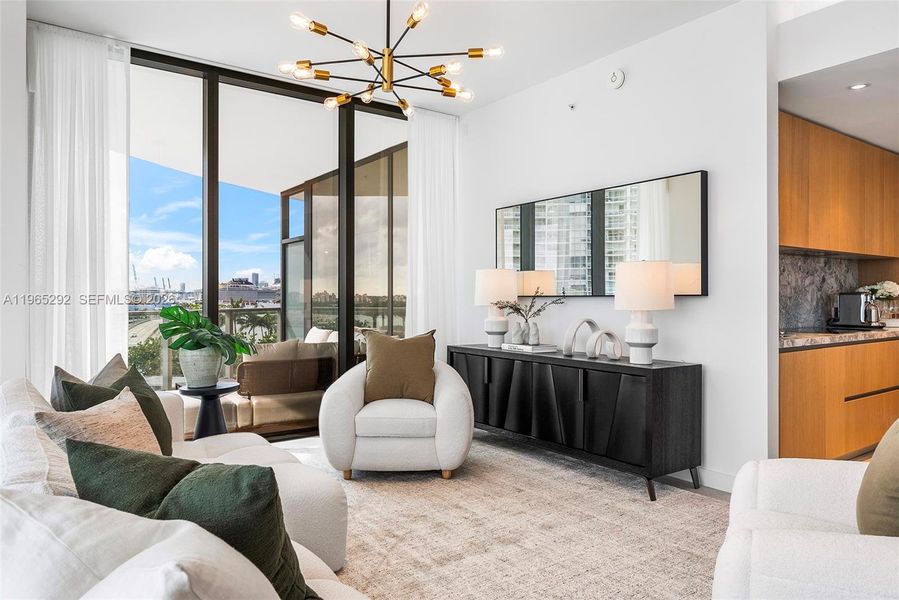 Furnished interior view inside a new home in Five Park, Miami Beach (Image 18).