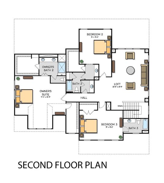 2D floor plan layout for the Princeton by Greybrook Homes in Harbor Watch, Statesville, NC (Image 5).