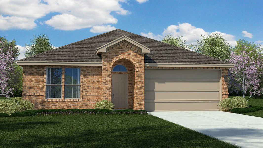 Representative exterior photo of a completed home built from the Carlsbad by D.R. Horton in Homestead at Parks Bell Ranch, Odessa, TX (Image 18). Representative exterior photo of a completed home built from the Carlsbad by D.R. Horton in Homestead at Parks Bell Ranch, Odessa, TX (Image 18).