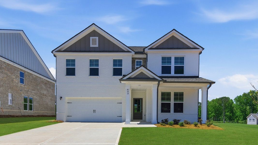 Representative exterior photo of a completed home built from the Wagener by DRB Homes in Bowers Farm, McDonough, GA (Image 25).