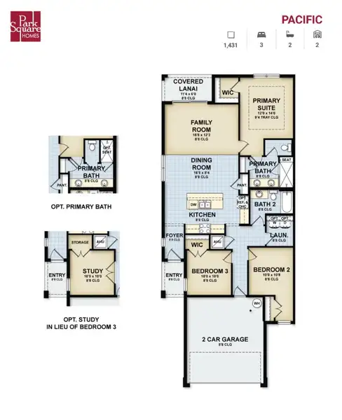 2D floor plan layout for the Pacific by Park Square Residential in Leela Reserve, Tavares, FL (Image 3). 2D floor plan layout for the Pacific by Park Square Residential in Leela Reserve, Tavares, FL (Image 3).