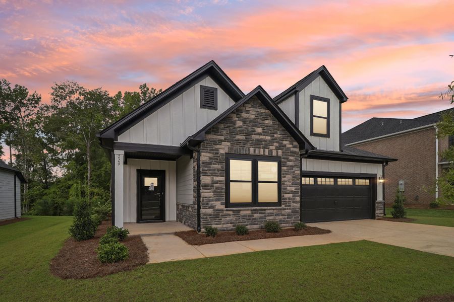 Representative exterior photo of a completed home built from the Baymore II by Great Southern Homes in Edwards Ridge, Central, SC (Image 24).