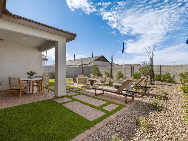 Backyard in Leslie floorplan at Teravalis Backyard in Leslie floorplan at Teravalis