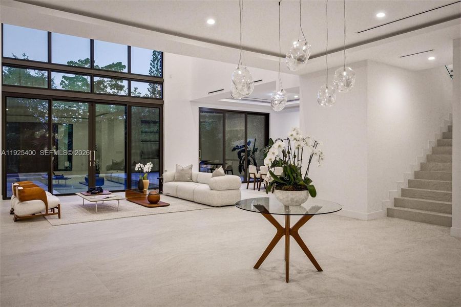 Grand Living Room | Floating Staircase | Soaring Ceilings | Pinecrest FL Grand Living Room | Floating Staircase | Soaring Ceilings | Pinecrest FL