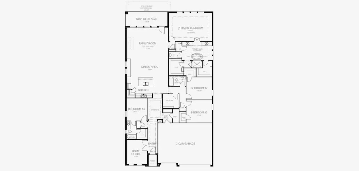 2D floor plan layout for the 2749F by Perry Homes in Sanctuary at Seaire, Parrish, FL (Image 3).