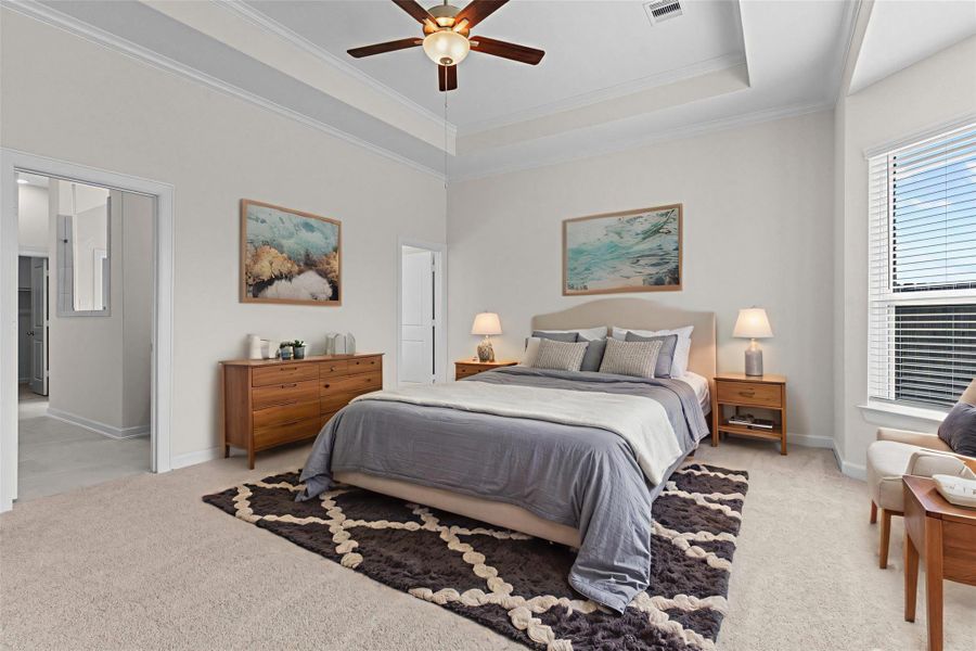 Virtually Staged – Alternate view of the primary suite showcasing a spacious layout and elegant design options.When you see this home in person, you will feel the custom features throughout the home! This Primary Suite is total private! Now to look at the Primary Luxurious Bathroom! Virtually Staged – Alternate view of the primary suite showcasing a spacious layout and elegant design options.When you see this home in person, you will feel the custom features throughout the home! This Primary Suite is total private! Now to look at the Primary Luxurious Bathroom!