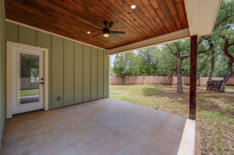 A spacious covered patio offers a private outdoor retreat, perfect for relaxation or entertaining guests. A spacious covered patio offers a private outdoor retreat, perfect for relaxation or entertaining guests.