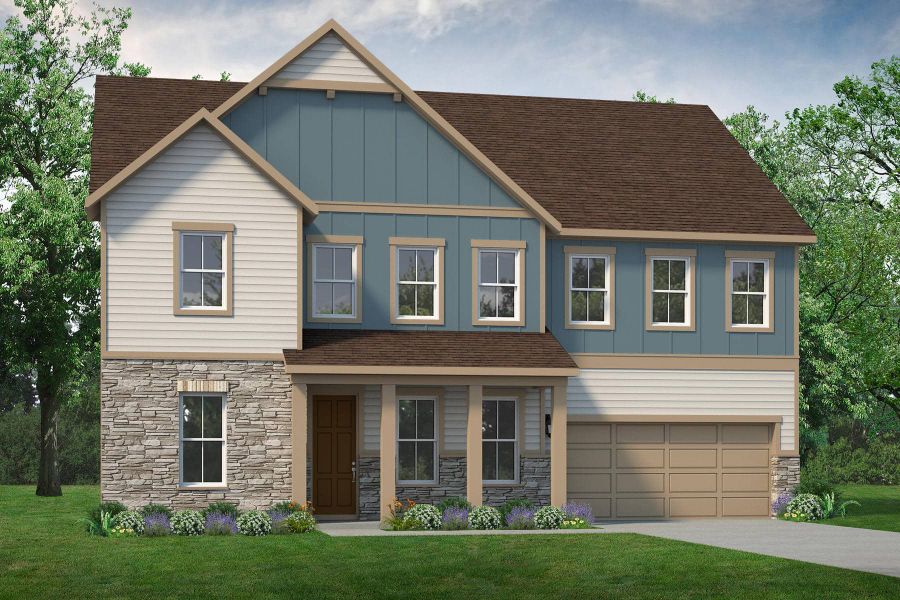 Representative exterior photo of a completed home built from the Warren by UnionMain Homes in Pickens Bluff, Hiram, GA (Image 5).