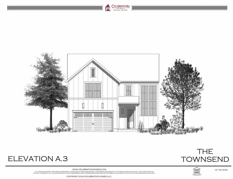 Representative rendering of the exterior for the Townsend by Celebration Homes (Image 10).