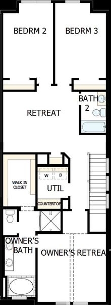 2D floor plan layout of this home in Hillside at Las Colinas, Irving, TX (Image 3).