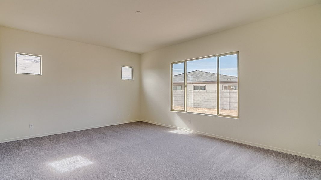 Explore the primary bedroom inside this DRB Homes residence at Lot 30, 19915 W Mulberry Drive in Arroyo Seco, Buckeye, AZ. Explore the primary bedroom inside this DRB Homes residence at Lot 30, 19915 W Mulberry Drive in Arroyo Seco, Buckeye, AZ.