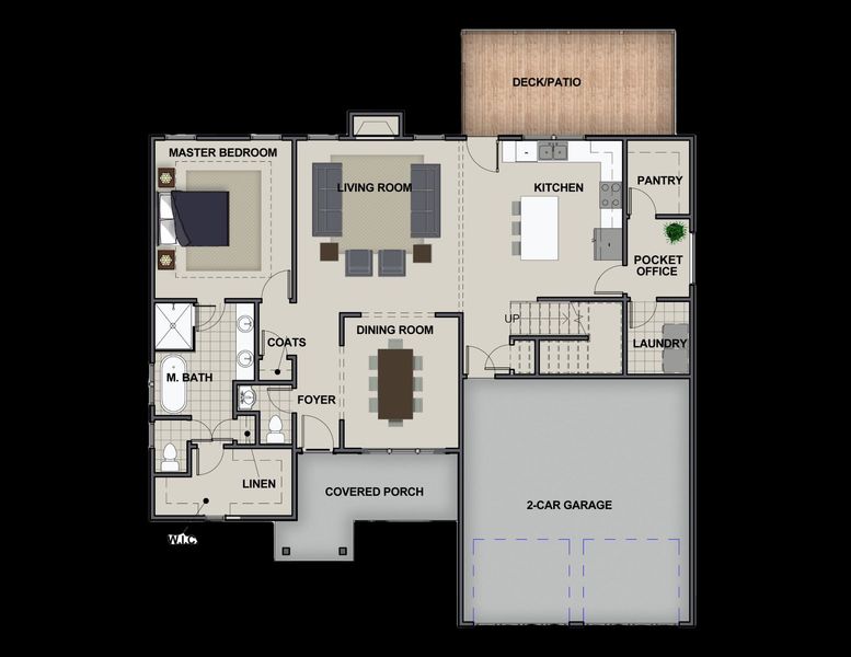 2D floor plan layout for the Candlebrook B by Riverstone Construction, LLC in Faith View, Ooltewah, TN (Image 3).