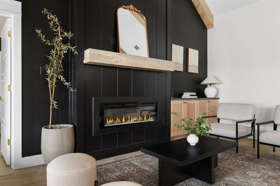 Living room with hardwood / wood-style floors