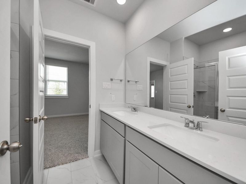 Furnished interior view inside a new home in Robins Landing, Houston (Image 26). Furnished interior view inside a new home in Robins Landing, Houston (Image 26).