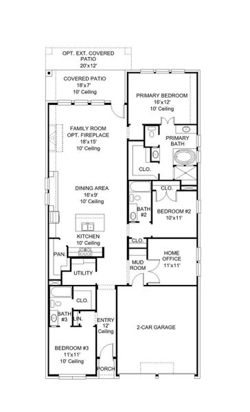 2D floor plan layout of this home in Valencia 45', Manvel, TX (Image 2).