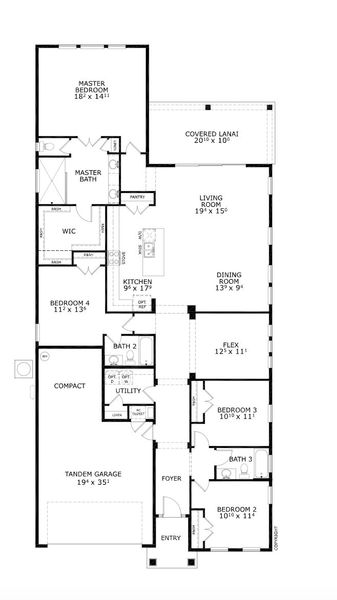 2D floor plan layout for the Aiden - Classic Series | 50' Wide Lots by ICI Homes in Oakmont, Gainesville, FL (Image 3).