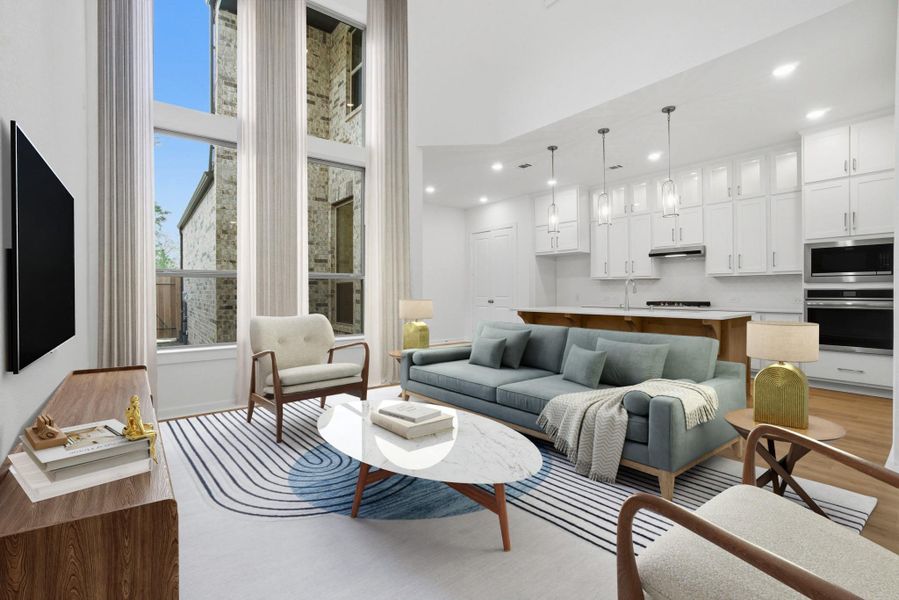 Virtually staged living room