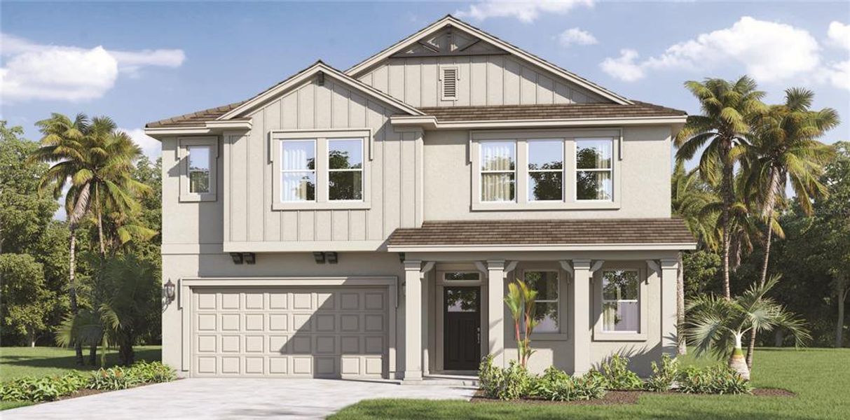 Front exterior of a new home in Archers Mill, Ormond Beach, FL, highlighting curb appeal (Image 1).