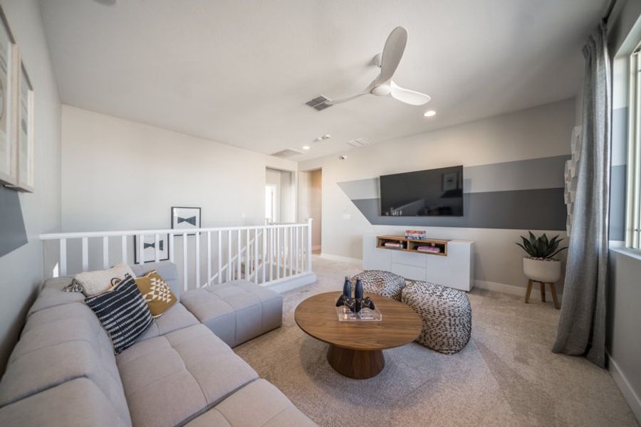 Furnished interior view inside a new home in Hawes Crossing, Mesa (Image 15). Furnished interior view inside a new home in Hawes Crossing, Mesa (Image 15).