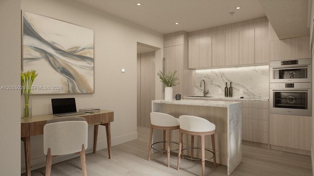 Furnished interior view inside a new home in , Miami Beach (Image 9).