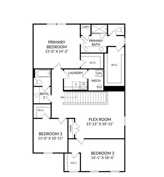 2D floor plan layout for the The Tyndall by Stanley Martin Homes in Oakfield Trails, Parrish, FL (Image 4).