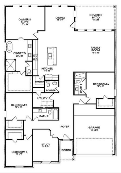2D floor plan layout of this home in The Preserve at Rosenberg, Rosenberg, TX (Image 2).