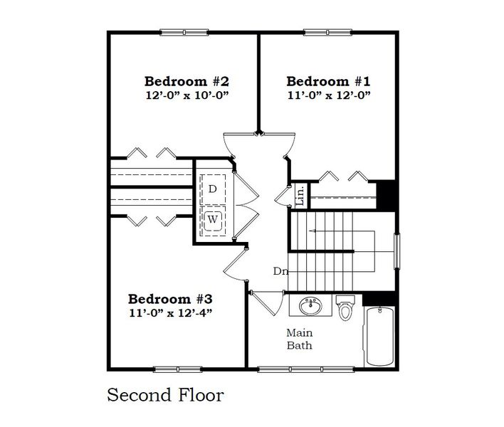 2D floor plan layout for the The Hartwell by Norfolk Homes in Individual Homes - Jackson County, Jackson, MI (Image 6).