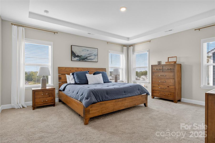 Large Primary Bedroom with views of the Lake Norman Large Primary Bedroom with views of the Lake Norman