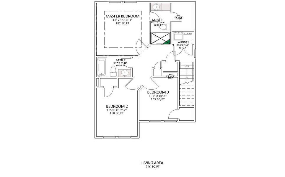 2D floor plan layout for the Reynolds by Enchanted Homes in Arcadia Village, Spartanburg, SC (Image 6).