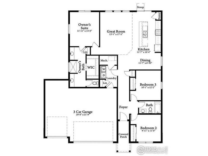 2D floor plan layout of this home in Union Colony West, Greeley, CO (Image 4).