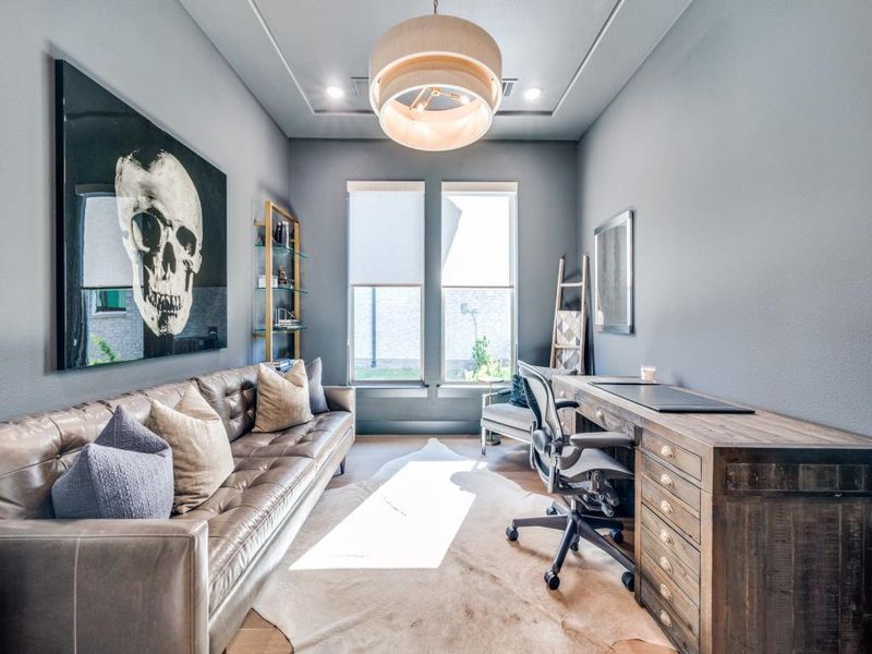 Office space featuring wood finished floors