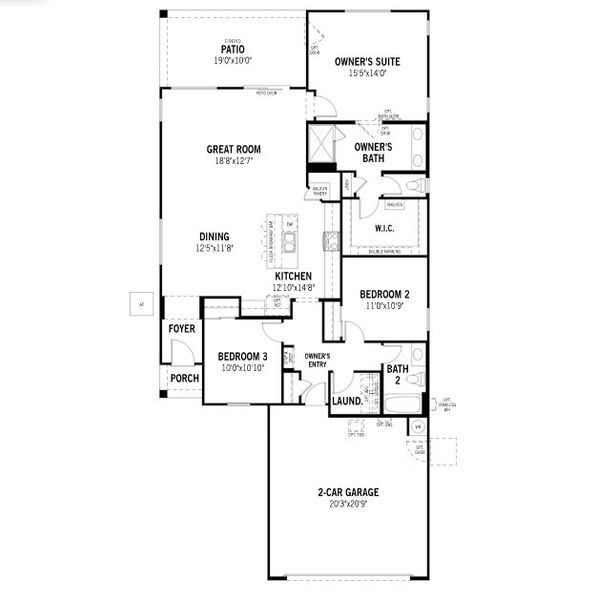 2D floor plan layout of this home in Tyler Ranch, Buckeye, AZ (Image 3).