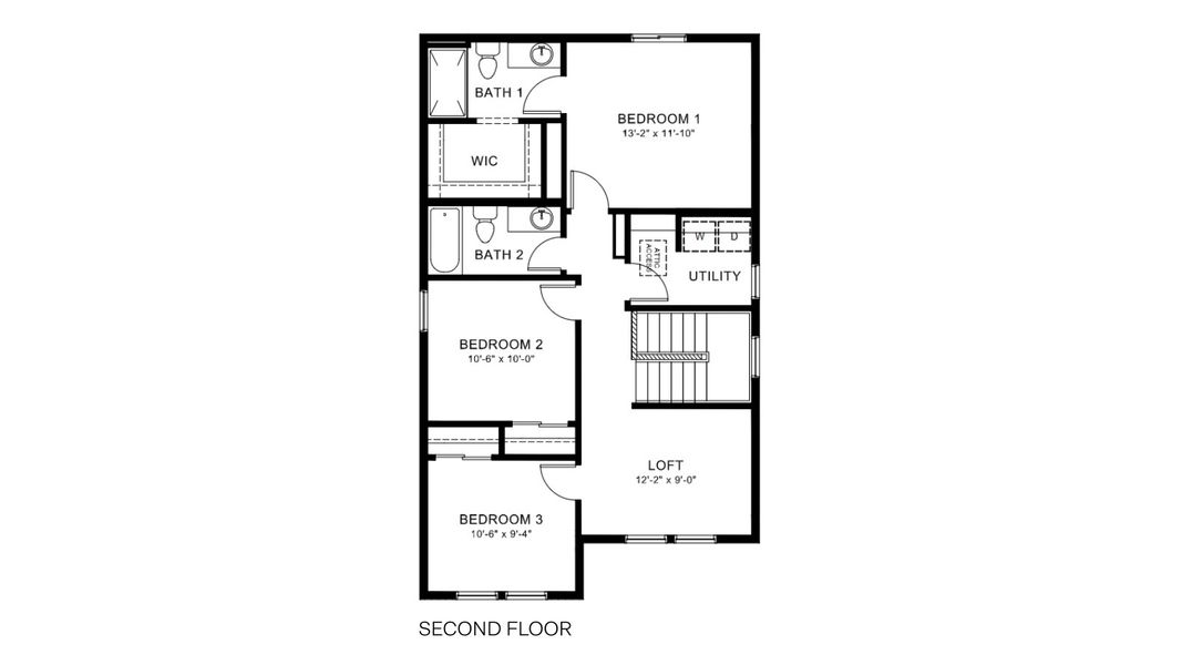 2D floor plan layout for the Osprey by D.R. Horton in The Ridge at Lorson Ranch, Colorado Springs, CO (Image 4). 2D floor plan layout for the Osprey by D.R. Horton in The Ridge at Lorson Ranch, Colorado Springs, CO (Image 4).