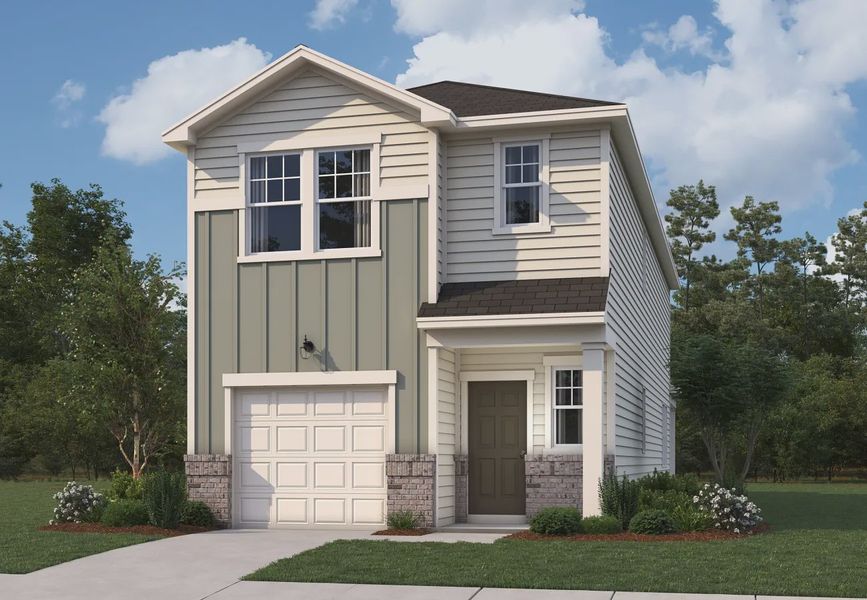 Representative exterior photo of a completed home built from the Teegarden by Starlight Homes in The Wilder, Adkins, TX (Image 1). Representative exterior photo of a completed home built from the Teegarden by Starlight Homes in The Wilder, Adkins, TX (Image 1).
