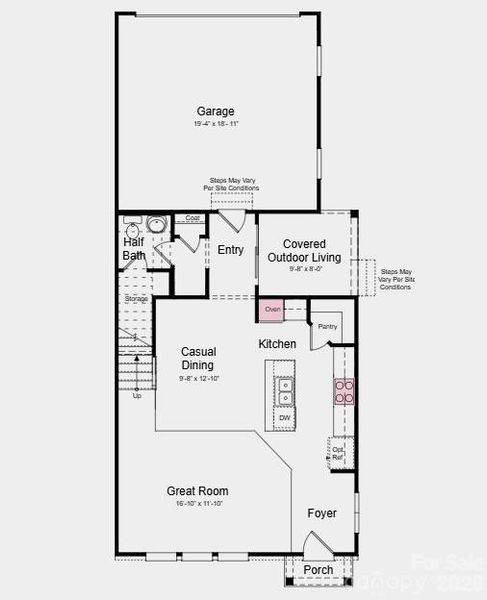 First Floor Plan - Additional Highlights Include: Upgraded shower at primary bath, study in place of loft, and gourmet kitchen First Floor Plan - Additional Highlights Include: Upgraded shower at primary bath, study in place of loft, and gourmet kitchen