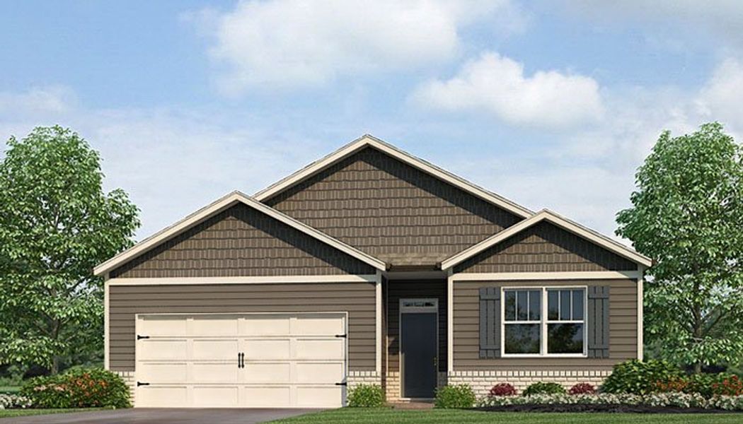 Representative exterior photo of a completed home built from the CALI by D.R. Horton in Oconee Overlook, Gainesville, GA (Image 2). Representative exterior photo of a completed home built from the CALI by D.R. Horton in Oconee Overlook, Gainesville, GA (Image 2).