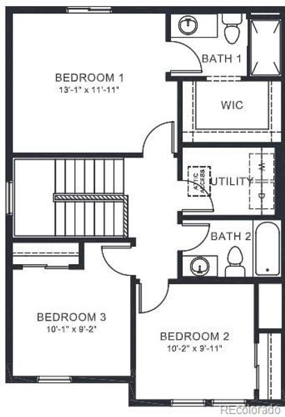 2D floor plan layout of this home in Ellston Park, Colorado Springs, CO (Image 3).