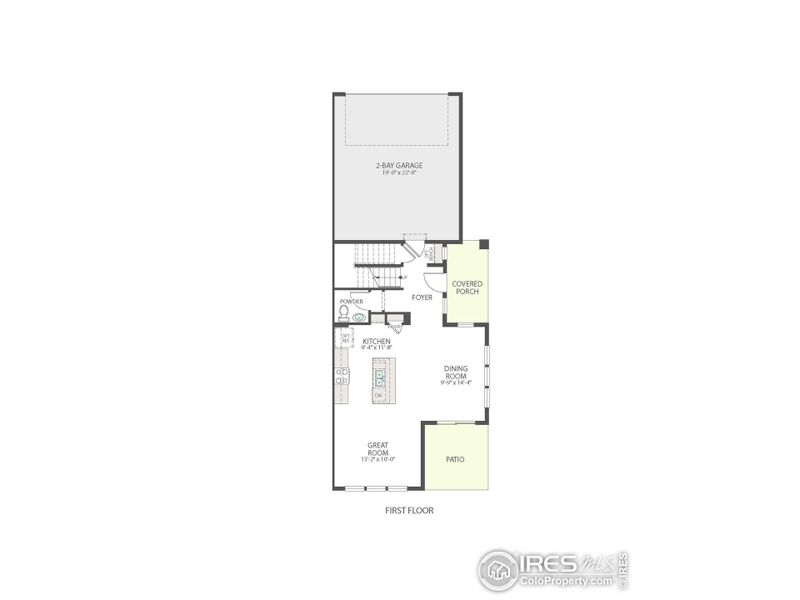 2D floor plan layout of this home in Westside Crossing Townhomes, Berthoud, CO (Image 3).