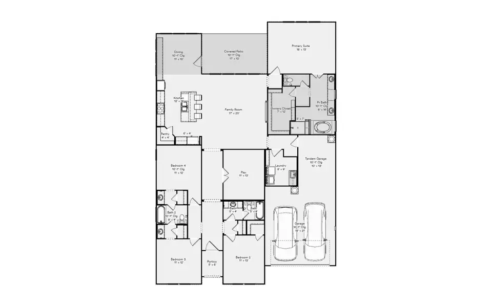 2D floor plan layout for the Riverwalk Katy Lakes 60s by Brohn Homes in Katy Lakes, Katy, TX (Image 3).